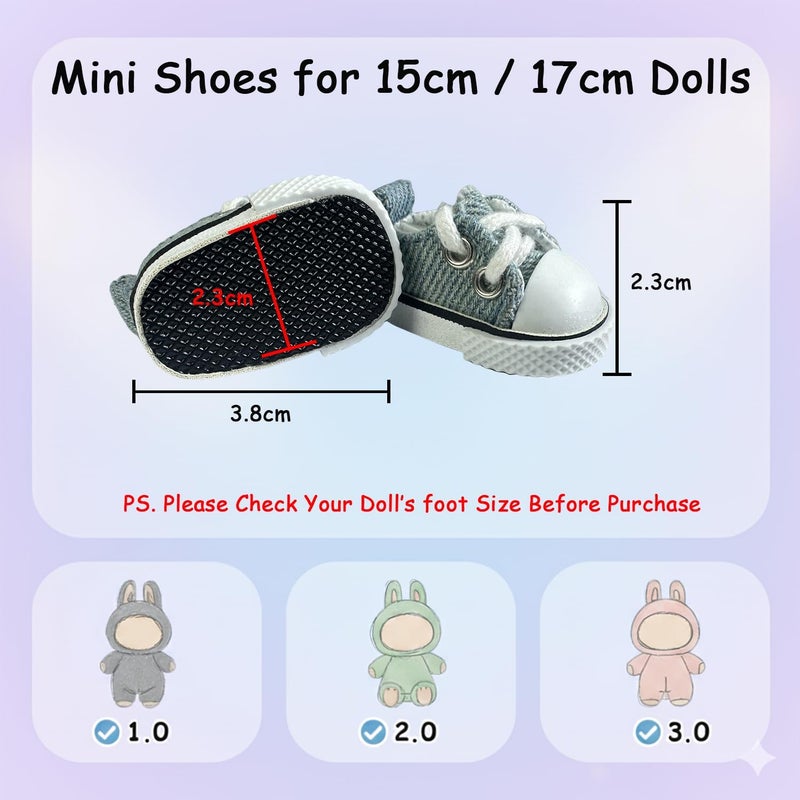 QIXINGWISE Store 17cm Dolls Shoes, Lace-Up Canvas Sneakers Mini Shoes for 17cm Dolls, Fingerboard Shoes, Mini Finger Shoes, Clothing Accessory for 6.7in Dolls (1 Pair of Blue) - Image 3